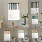Rideau half rayés semi transparent bohème franges finition lin aspect texturé chambre