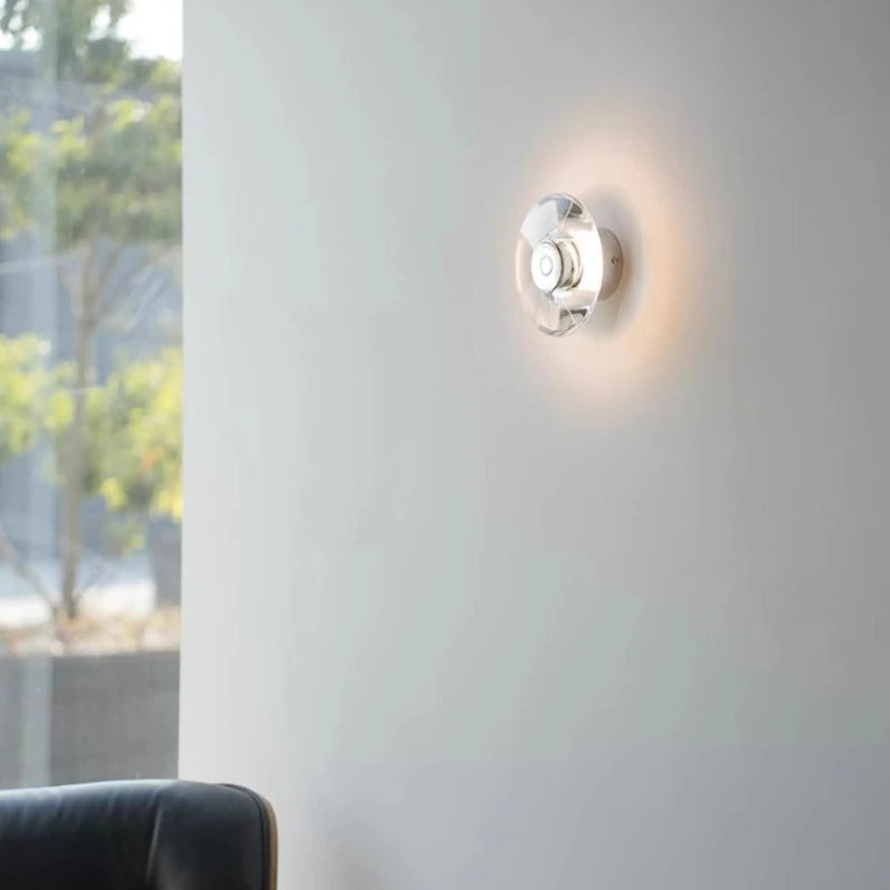 Applique murale moderne cristal argenté led transparent minimaliste fixée mur