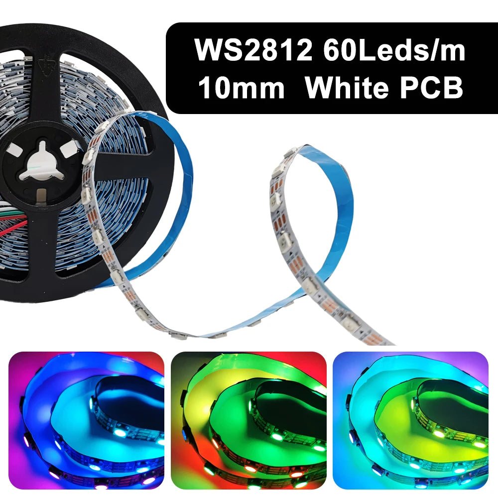 ruban led ws2812 100 leds double face adhésive ic ws2812 blanc noir bleu moderne