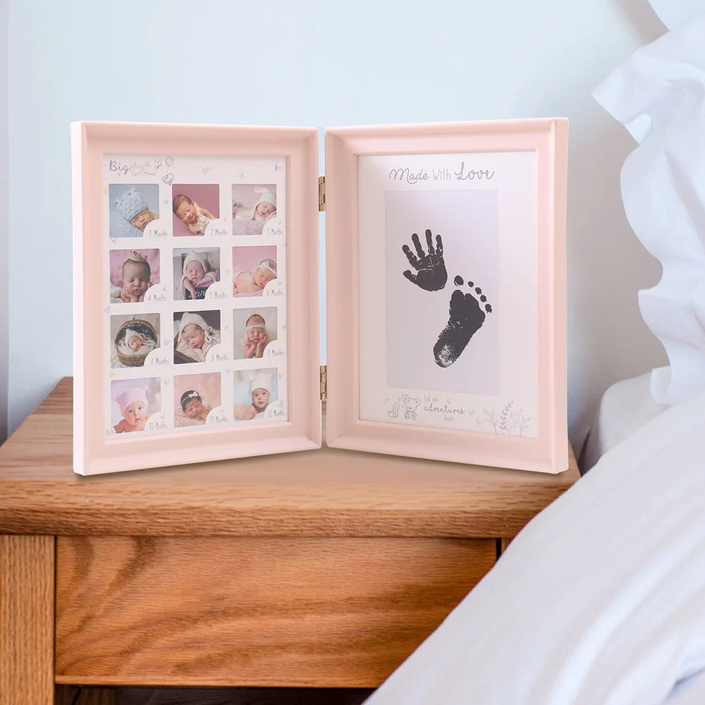 Cadre mémoire bébé bleu avec emplacements pour photos