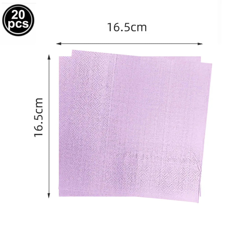 serviettes papier colorées anniversaire enfants fêtes simple bleu rose rouge noir vert jaune violet