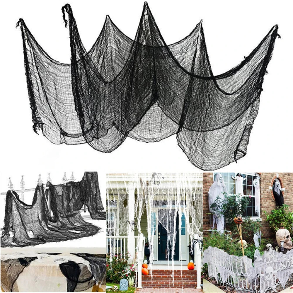 décoration halloween toile araignée noire classique effrayante 183cm 76cm réseau fin légèrement ondulé