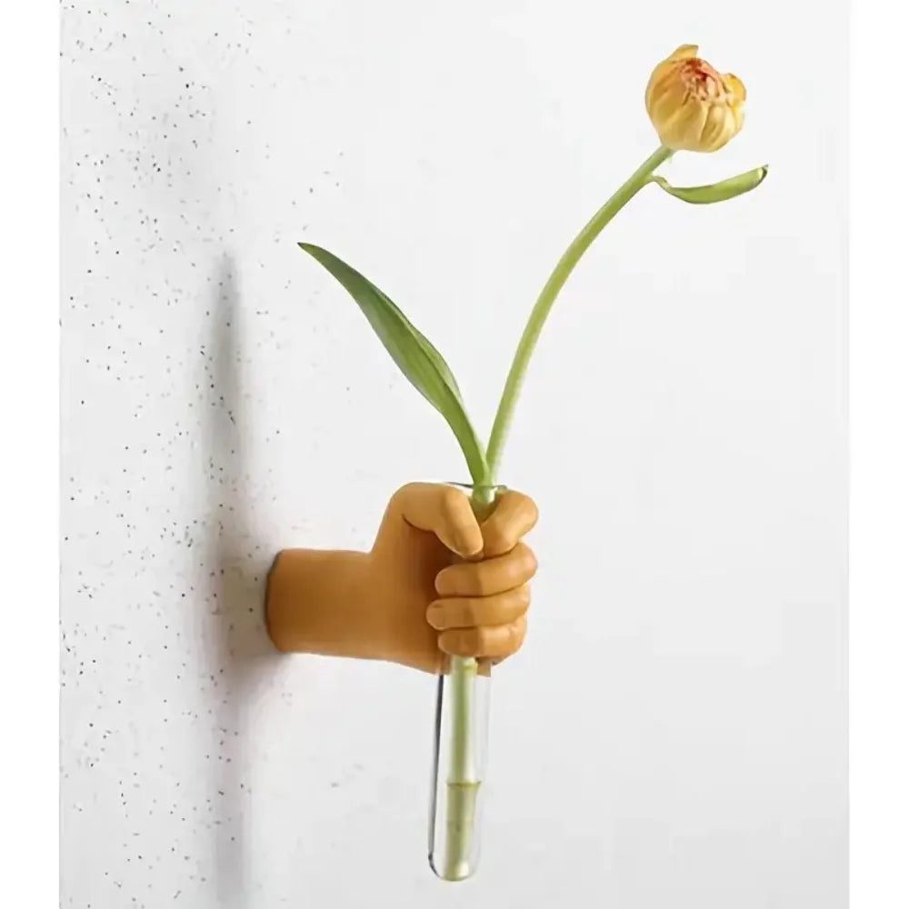 vase mural main blanc vase transparent minimaliste fixations murales deco moderne