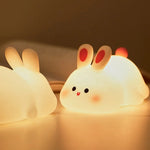 lampe chevet veilleuse lapin blanc rose mignon cartoon chambre enfant