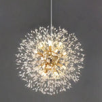 lustre suspension moderne cristal transparent doré luminaire salon restaurant élégant contemporain