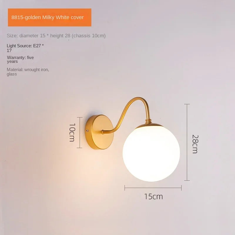 lampe murale moderne appliquée verre noir doré brillante chambre entrée fixée minimaliste lumière led