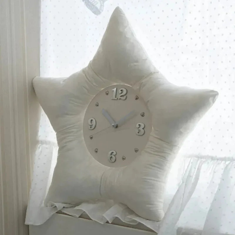 horloge murale étoile argentée moderne coussin adhésif salon chambre coucher