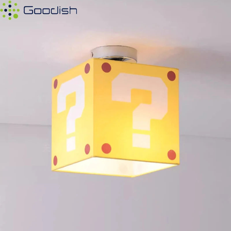 lampe moderne jaune question mark points rouges cuisine chambre enfants