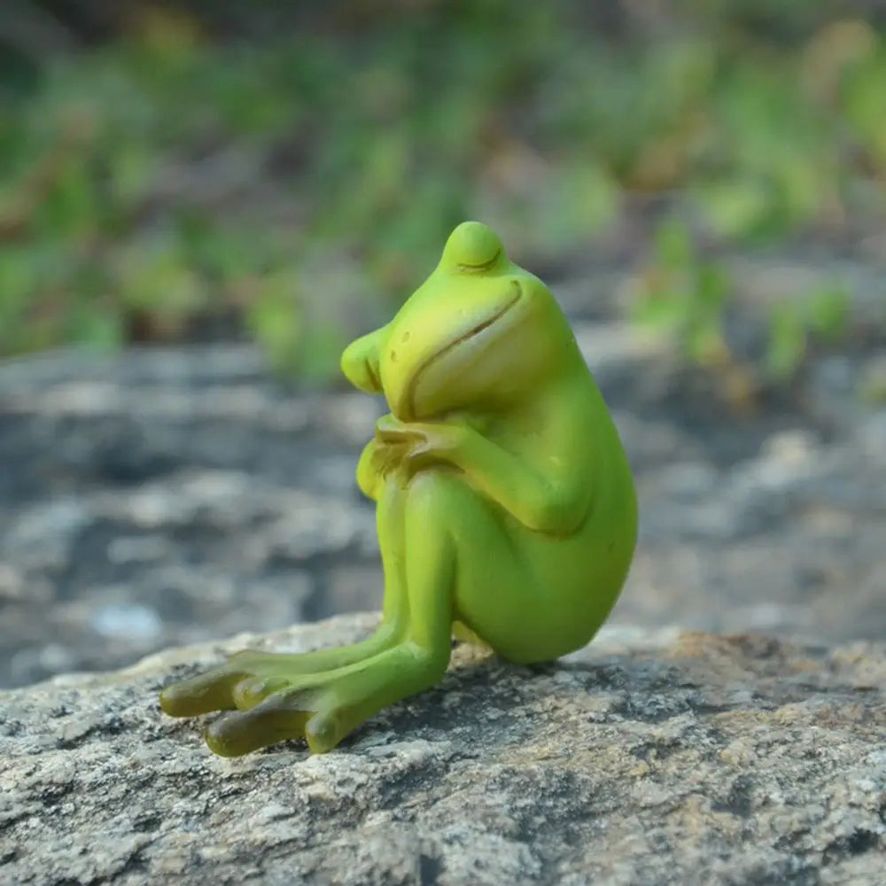 figurine grenouille résine verte décoration jardin statuette miniature tortue livre