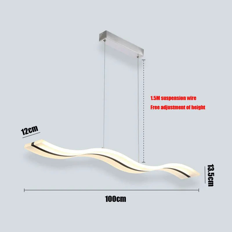 suspension lumineuse moderne blanc ligne ondulée acrylique 90 260V dimmable chambre salon