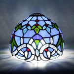 abat jour tiffany art nouveau bleu vert mosaïque floral 20cm 8inch