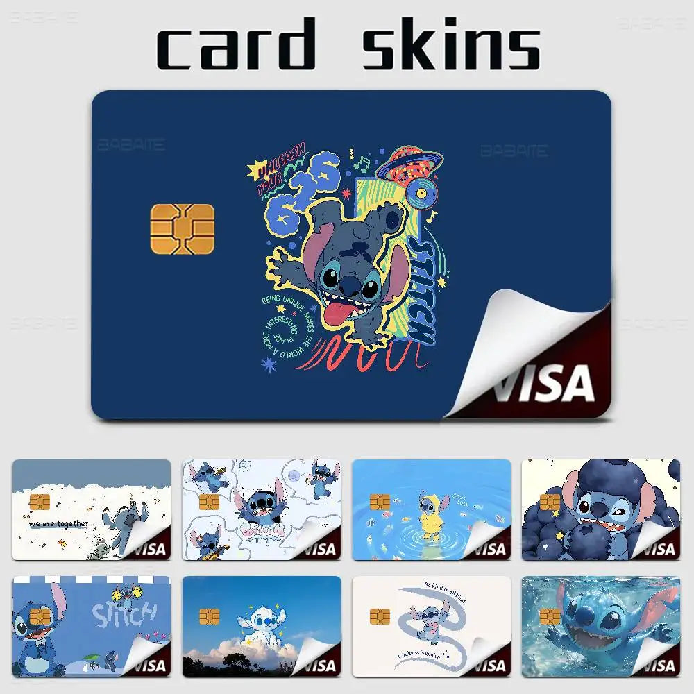 étiquettes carte bancaire stitch dessin animé mignon adhésif réutilisable waterproo