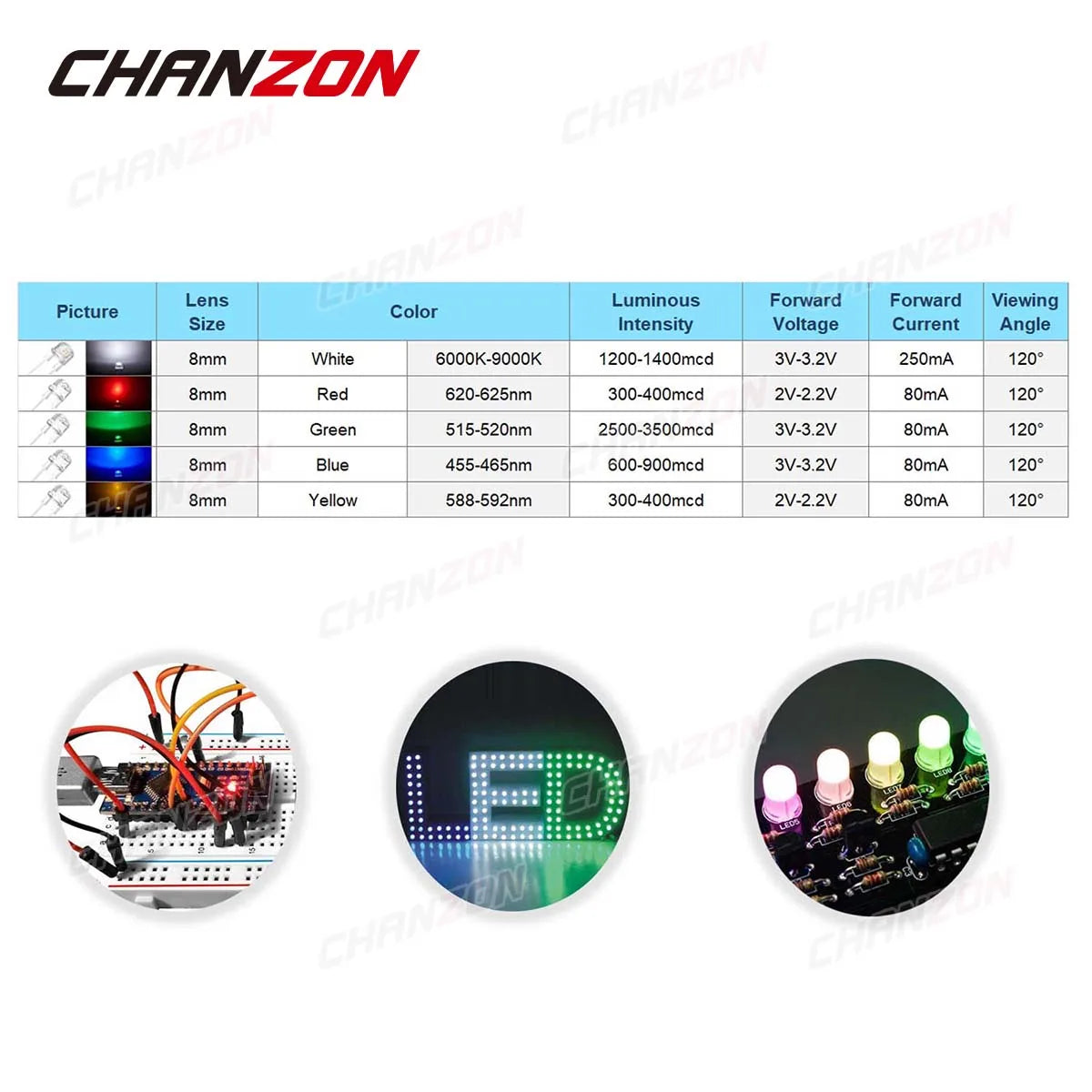 diodes led ultra brillantes 8mm transparentes modernes 25w 2w multiples couleurs électro bricolage