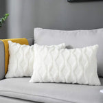 housse coussin peluche blanche motif géométrique moderne 30x50cm sofa lit chambre voiture decoration