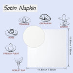 serviettes satin élégantes 30x30cm 12pièces bleumarine vertfoncé roseblanc modernes clipsdorés
