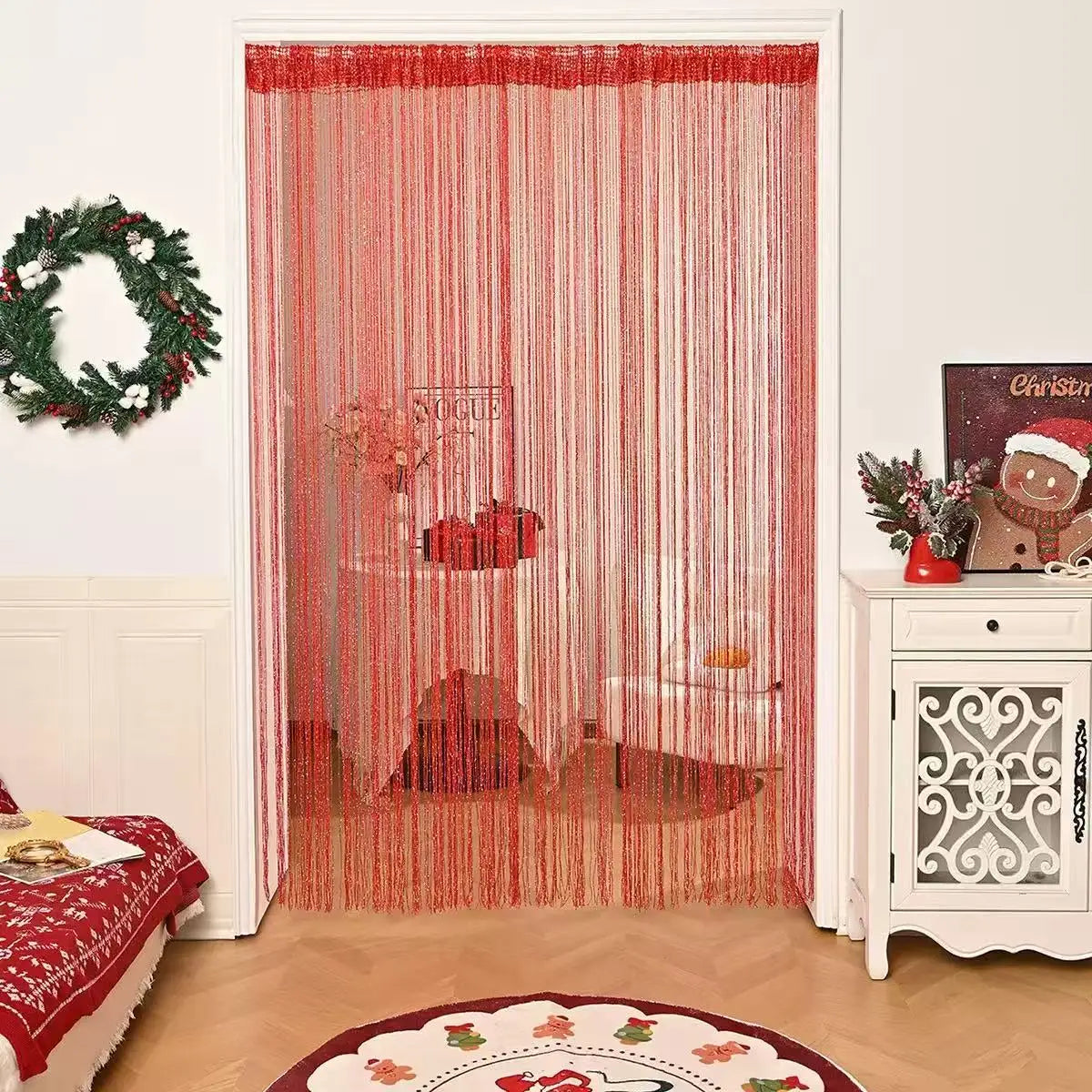 rideau chaîne moderne argenté brillant opaque 100x200cm chambre salon decoration fête mariage