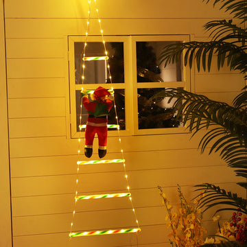 décoration noël lumineuse père noël guirlandes rayures colorées moderne adhésif rouge vert blanc