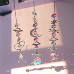 guirlande décorative cristaux célestes soleil lune étoile arc ciel chaîne métallique boho