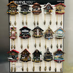horloge pendule alpine animaux paysages aimants réfrigerateur texte traditionnel
