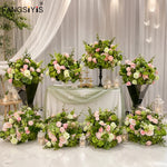 décoration mariage événement rose vert fleurs naturelles romantiqueextérieur table centre