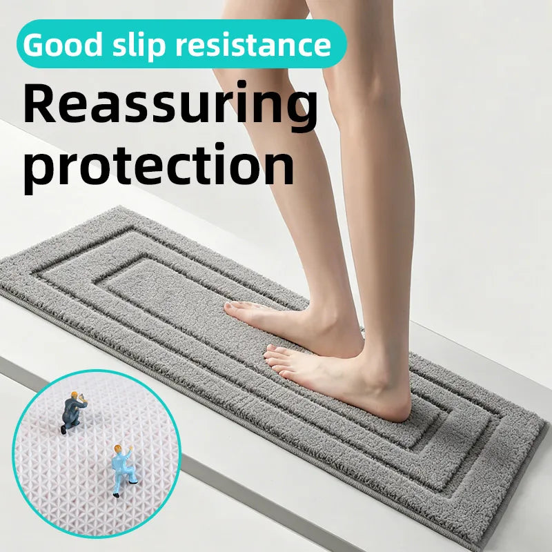 tapis bain antidérapant polyester durable moderne gris clair géométrique absorbant entrée salle bain
