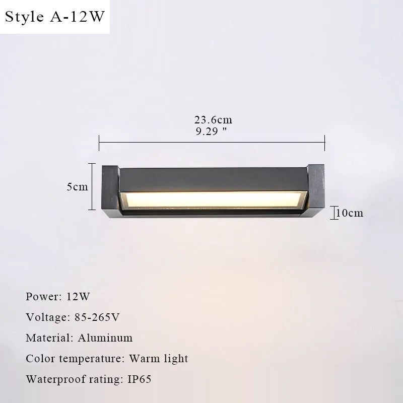 éclairage led moderne extérieur mural noir jaune 12w 18w 30w certifié ul rohs fcc