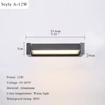 éclairage led moderne extérieur mural noir jaune 12w 18w 30w certifié ul rohs fcc