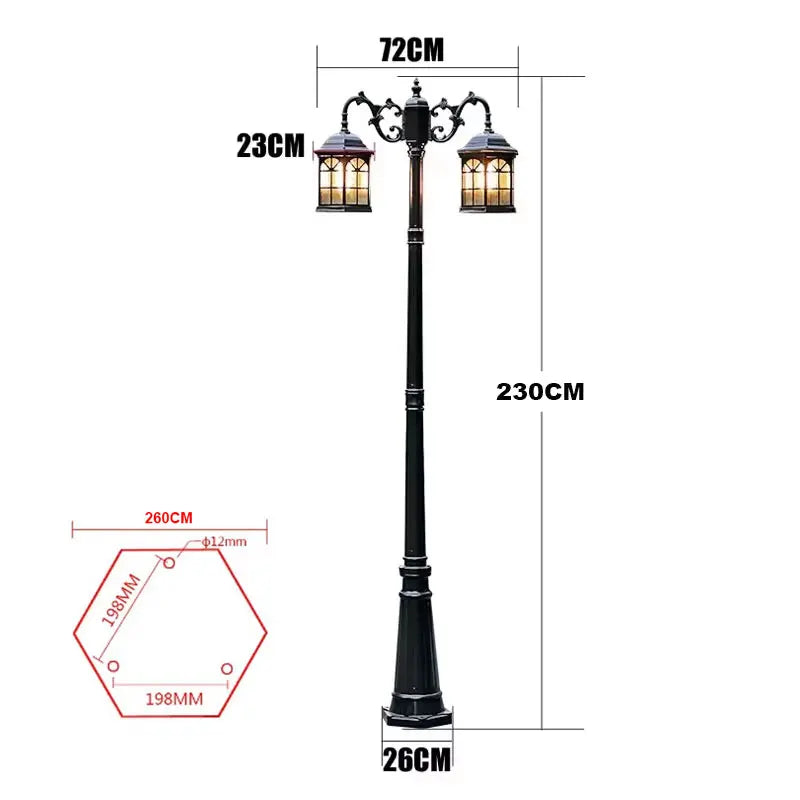 Lampadaire extérieur led élégant classique or vintage jardin ip65 éclairage public moderne