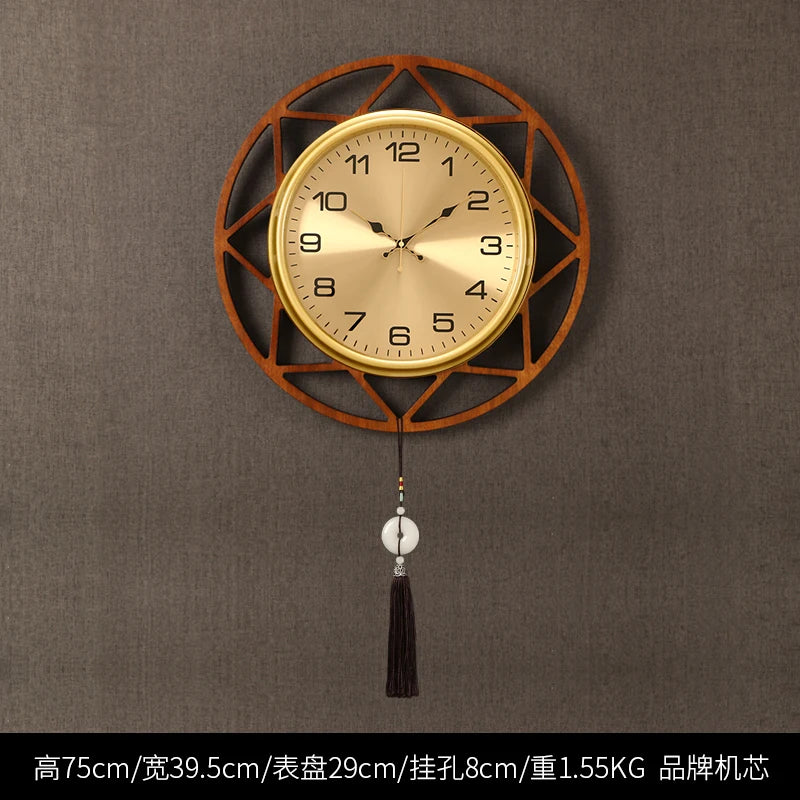 horloge murale or noir motif géométrique tissu classique tassel moderne