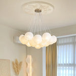 suspension lumineuse moderne blanc texture tissée boules verre fixation flux lumineux 2000 82000