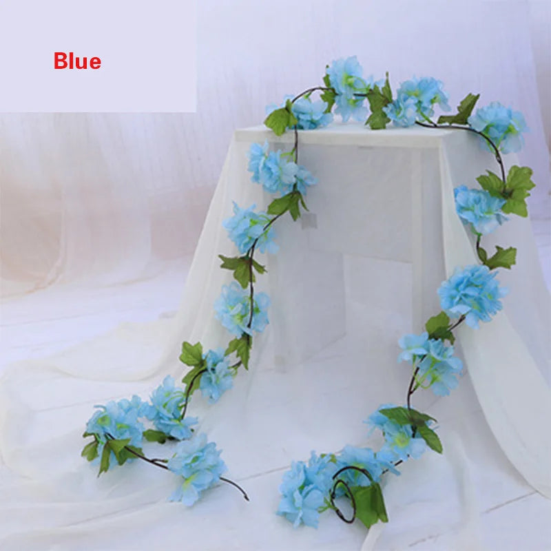 guirlande fleurs artificielles mariage rose clair blanc décoratif intérieur romantique 1.8m 135 têtes