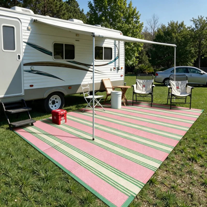 tapis moderne rayé extérieur résistant l'usure rose vert blanc bleu rouge