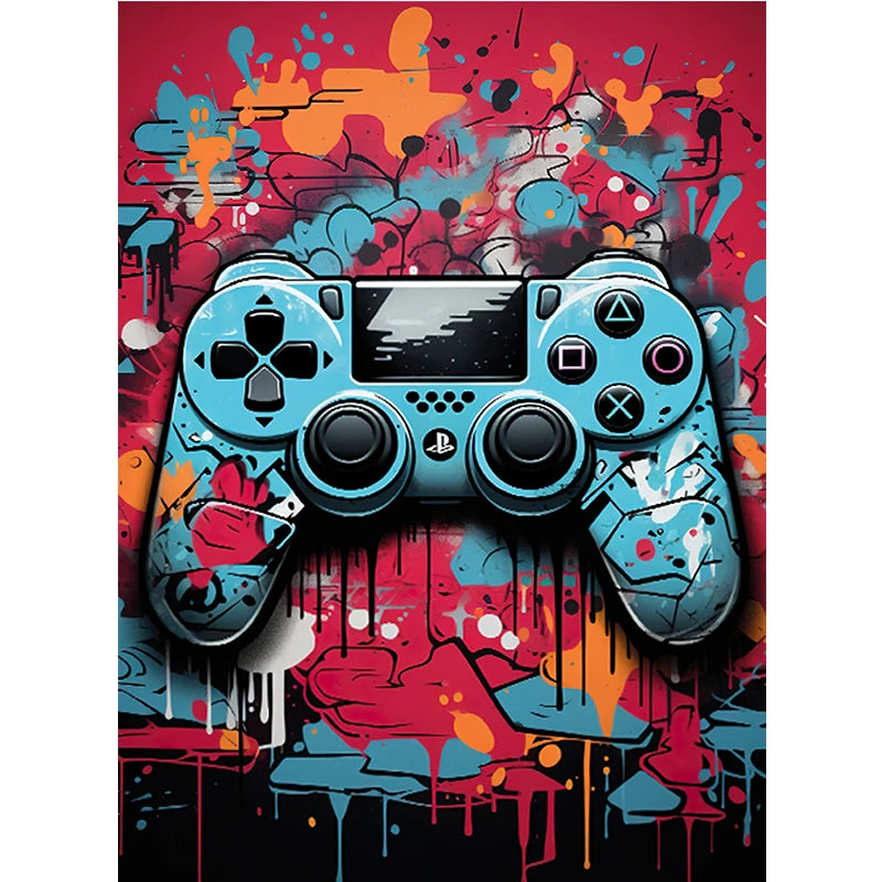 peinture abstraite manette jeu moderne graffiti couleur vive décoration chambre salon erotique art contemporain