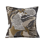 housse coussin décoratif contemporain beige noir gris motifs géométriques polyester coton