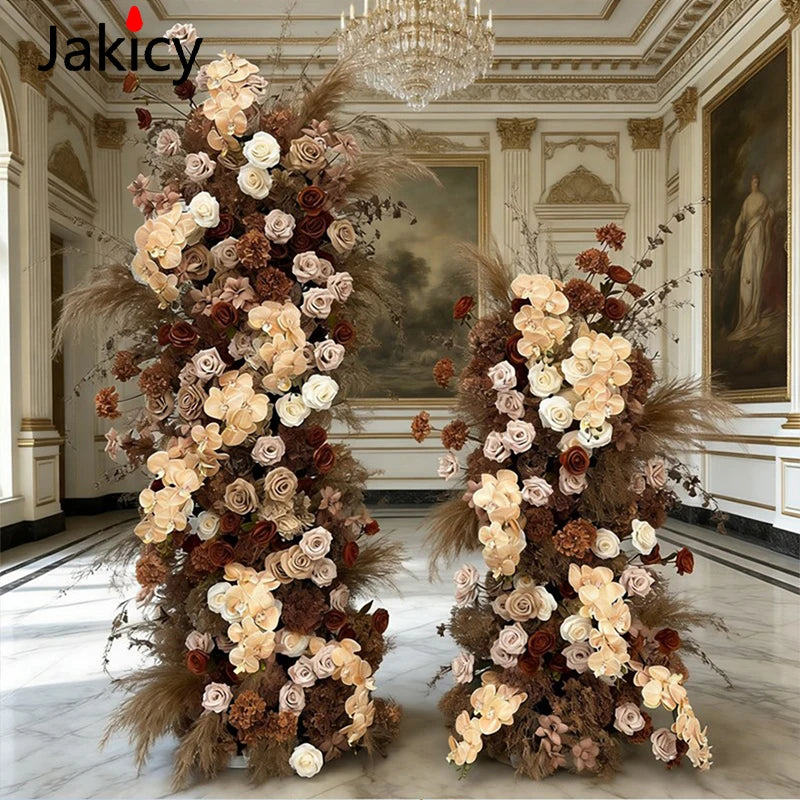arche décorative rustique fleurs artificielles feuilles séchées mariage anniversaire baby shower extérieur blanc beige