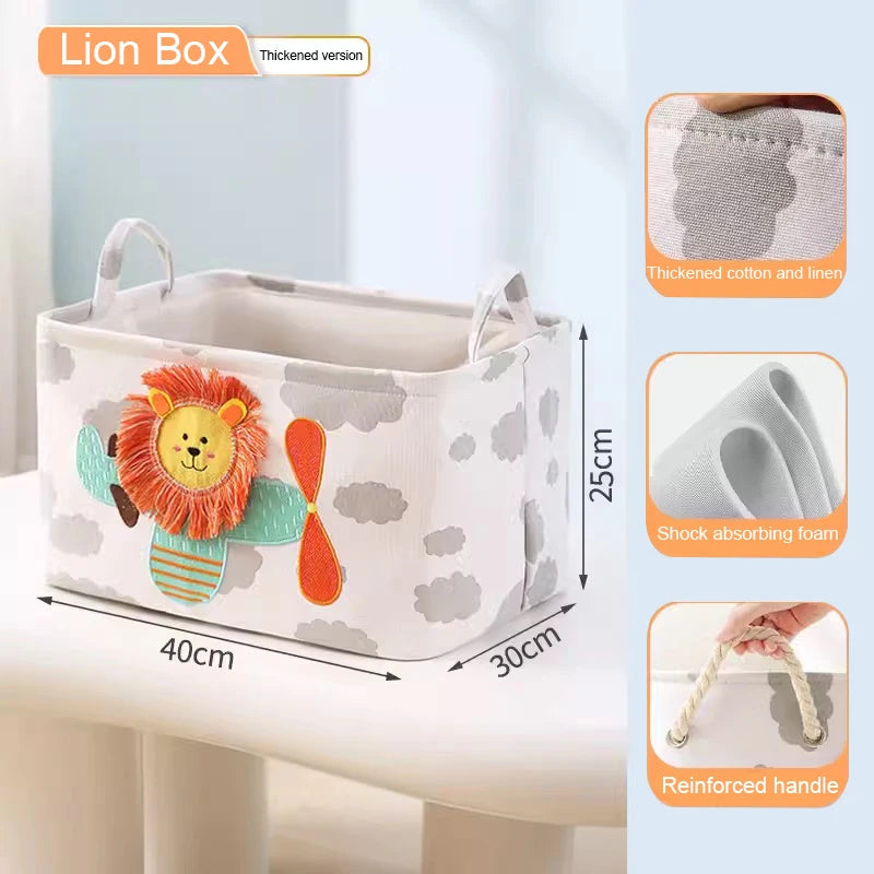 paniers rangement pliant tissu lin motif animaux moderne poignées corde rangement jouets chambre