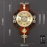 horloge murale décoration asiatique motif géométrique cadran analogique éléments décoratifs métal doré chambre salon