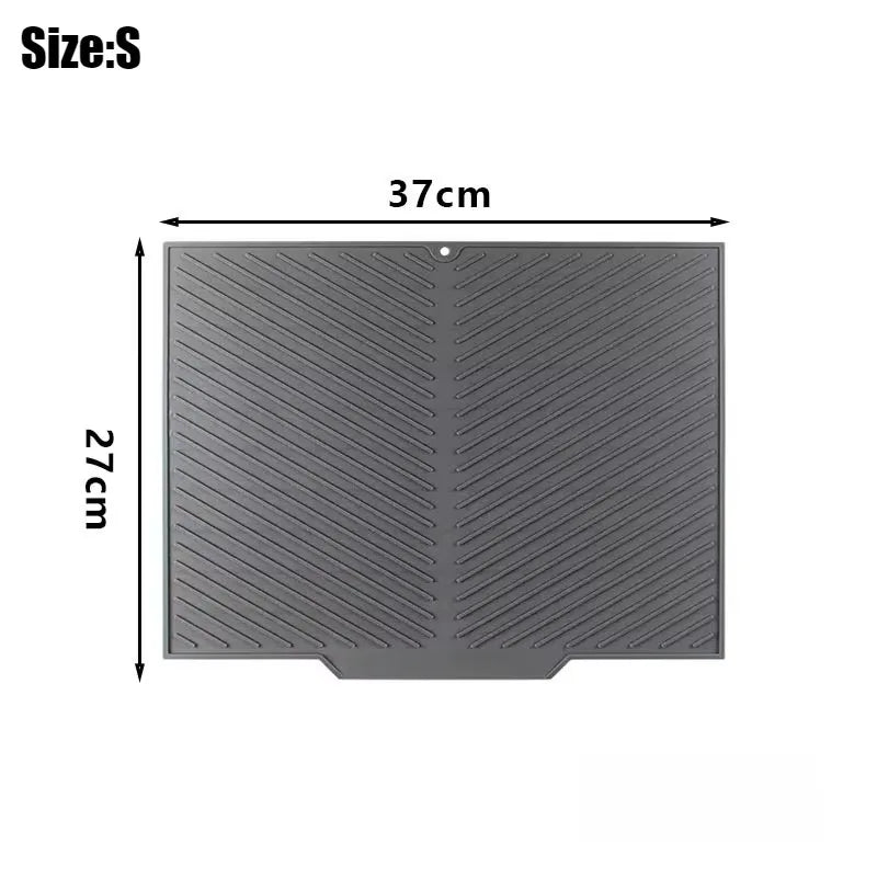 tapis silicone gris moderne rayures diagonales cuisine antidérapant respectueux environnement filtration eau protection vaisselle