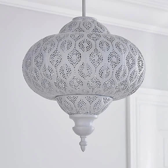 lampe suspendue marron blanc motifs géométriques artisanal pince lampe câble électrique 29cm 29cm