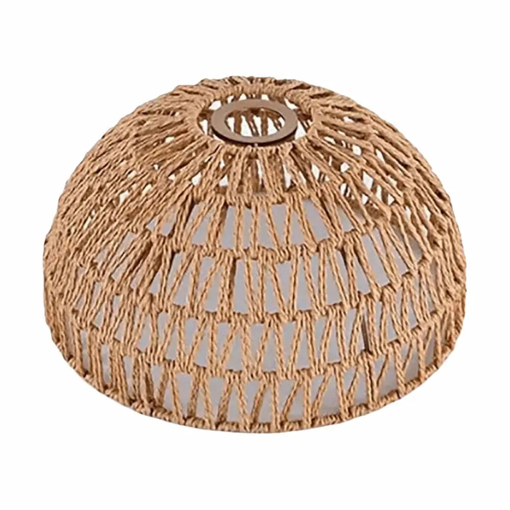 abat jour tressé boho naturel beige luminaire suspendu vintage opalescent