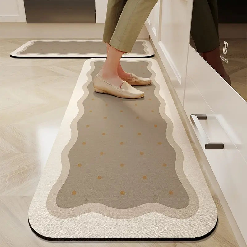 tapis sol cuisine gris moderne antidérapant absorbant eau huile facile nettoyer maison restaurant