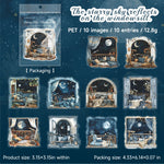 Stickers illustratifs paysages nocturnes personnages végétation étoiles lunes adhésifs scrapbooking