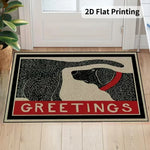 tapis sol antidérapant chien noir greetings rouge vintage