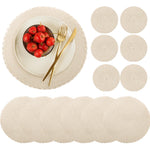 tapis table tissés motifs circulaires beige clair résistants chaleur facile nettoyer classique 34cm pièces