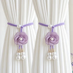 accessoires rideau fleurs cordon tressé rose violet beige blanc vert marronclair