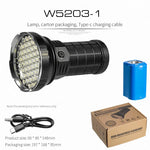 torche led rechargeable 50w intense 500m lumiere blanche noire robuste camping pêche