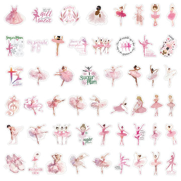 stickers danse tutu sugar plum floral illustration pastel adhésifs rose blanc chambre classe