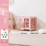 meuble rangement moderne portes transparent rose clair bambou 80cm large