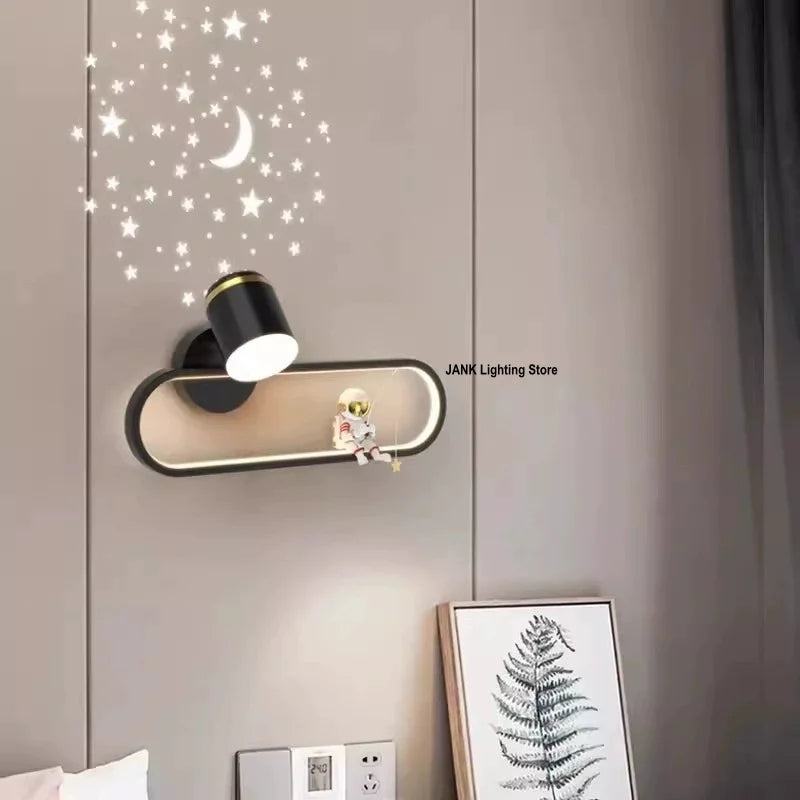 applique murale moderne aluminium noir blanc étoiles figurines chambre éclairage led mur fixations minimaliste