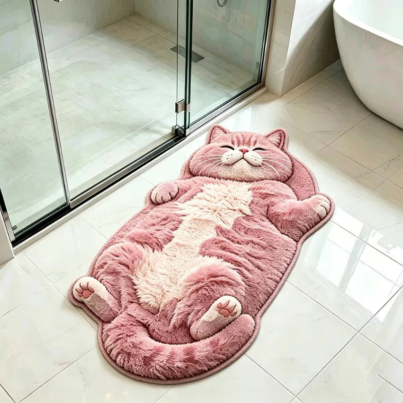 tapis rose clair chat doux pelucheux moderne salon chambre décoration polaire polyester